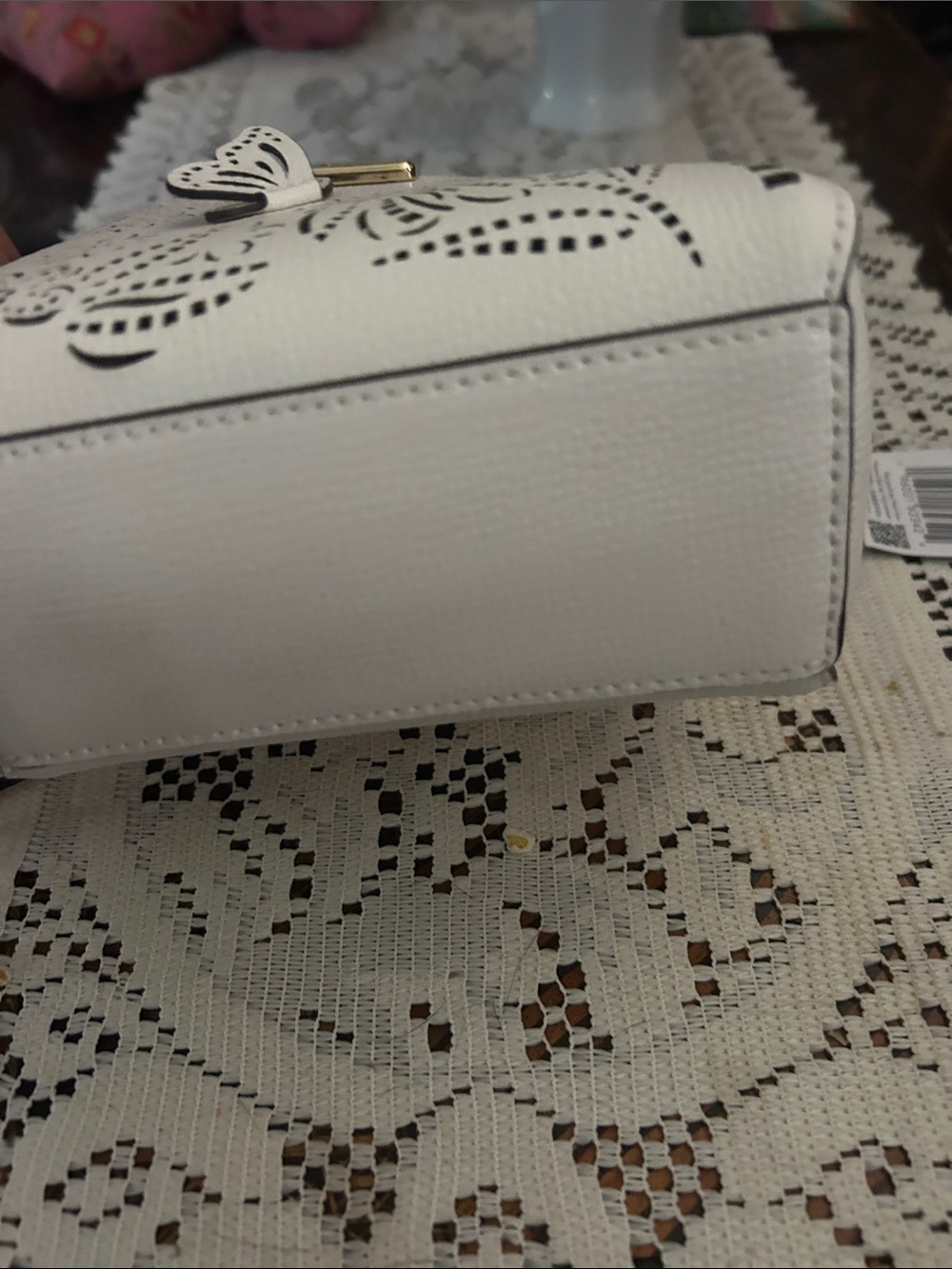 kate spade Cream Laser-Cut Butterfly Crossbody with Pink Trim - Picture 4 of 8